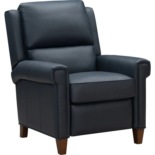 Kody Manual Push-Through-the-Arms Recliner in Santa Fe Ocean Blue Top-Grain Leather